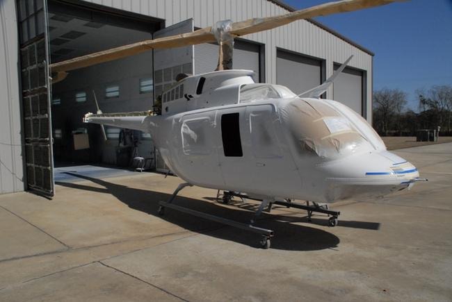 Helicopter prepped for custom painting