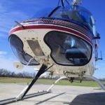 Custom red, white and blue helicopter paint job