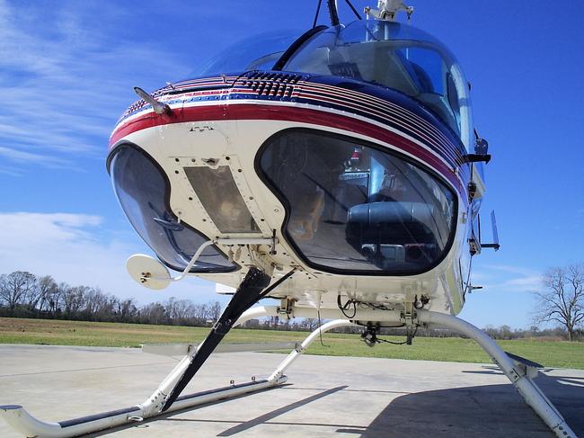 Custom red, white and blue helicopter paint job